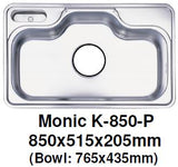 Monic-K-850-P Kitchen Sink - Inset Mount Single Bowl - Domaco