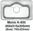 Monic-K-850 Kitchen Sink - Inset Mount Single Bowl - Domaco