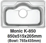 Monic-K-850 Kitchen Sink - Inset Mount Single Bowl - Domaco
