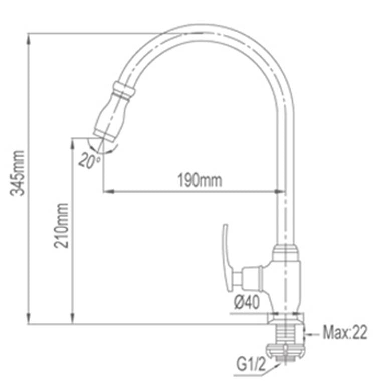 NTL Kitchen Tap 1613-C (3580)<br>*Contact us for best price - Domaco