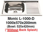 Monic L-1000-D Wallmount Kitchen Sink - Domaco