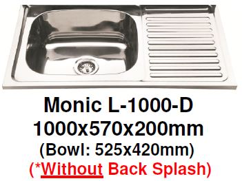 Monic L-1000-D Wallmount Kitchen Sink - Domaco
