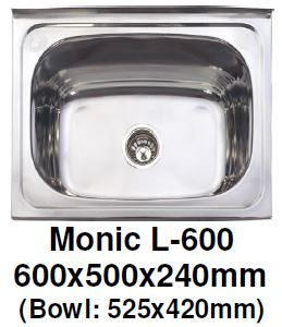 Monic L-600 Wallmount Kitchen Sink - Domaco