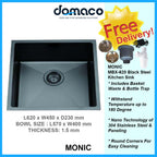 Monic MBX-620 Black Steel Kitchen Sink domaco.com.sg