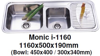 Monic I-1160 - Inset Mount Double Bowl - Domaco
