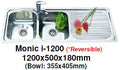 Monic I-1200 -( REVERSIBLE ) Inset Mount Double Bowl - Domaco