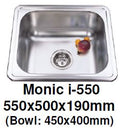 Monic I-550 Kitchen Sink - Inset Mount Single Bowl - Domaco