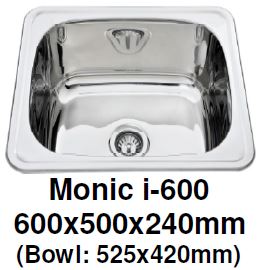 Monic I-600 Kitchen Sink - Inset Mount Single Bowl - Domaco