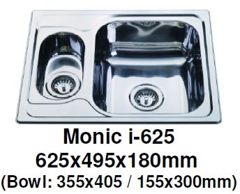 Monic I-625 - Inset Mount Double Bowl - Domaco