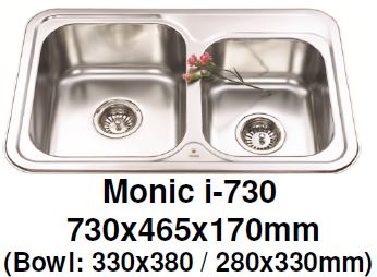 Monic I-730 - Inset Mount Double Bowl - Domaco