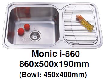Monic I-860 - Inset Mount Single Bowl - Domaco