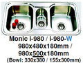 Monic I-980 & I-980-W Kitchen Sink - Inset Mount Double Bowl - Domaco