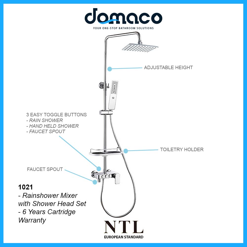 NTL Rain Shower Mixer with Hand Shower Head Set 1021 domaco.com.sg