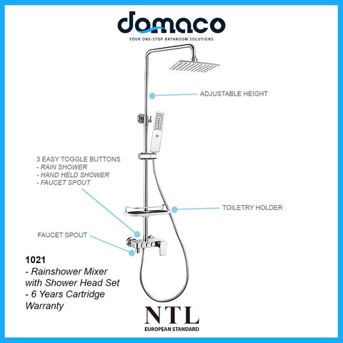 NTL Rain Shower Mixer with Hand Shower Head Set 1021 domaco.com.sg