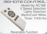 DECCO PERTH 54 INCH CEILING FAN + REMOTE CONTROL + LED RGB 18W (35800) - Domaco