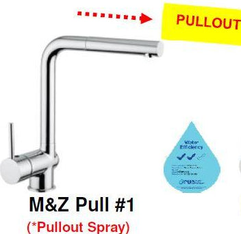 M&Z PULL 1 Sink Mixer with Pull-Out Handspray <br>MADE IN ITALY (26800) *Contact us for best price - Domaco