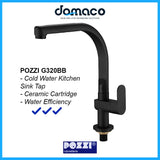 Pozzi G320BB Matt Black Kitchen Sink Tap