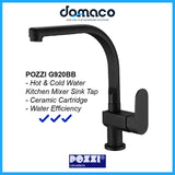 Pozzi G920BB Matt Black Kitchen Sink Mixer Tap domaco.com.sg