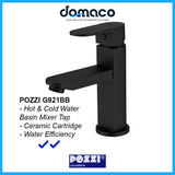 Pozzi G921BB Matt Black Basin Mixer Tap domaco.com.sg