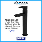 Pozzi G921LBB Matt Black Tall Basin Mixer Tap domaco.com.sg