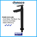 Pozzi K321LBB Matt Black Tall Basin Tap domaco.com.sg