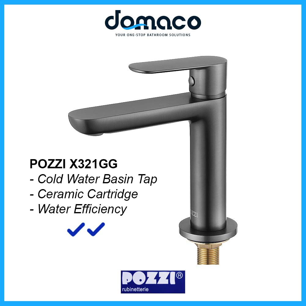 Pozzi X321GG Gun Grey Basin Tap domaco.com.sg
