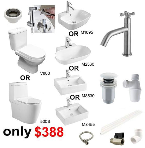 Premium-Economy Class Toilet Bowl & Basin Package - Domaco