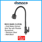 Rico 30405-13-CF (B) Matt Black With Flexible Gooseneck Kitchen Sink Tap domaco.com.sg