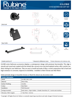 Rubine Globe GE-5200-3 Matt Black 3 Piece Bathroom Accessories Set domaco.com.sg