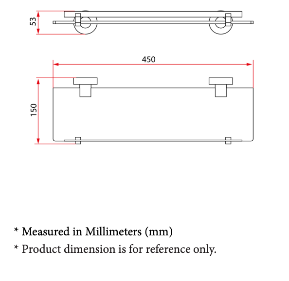 Rubine Globe GE-5203 Bathroom Glass Shelf domaco.com.sg