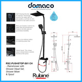 Rubine RSC-PUSHSTOP-S81-BK Rain Shower Set with Hand Shower and Shower Mixer in Matt Black domaco.com.sg
