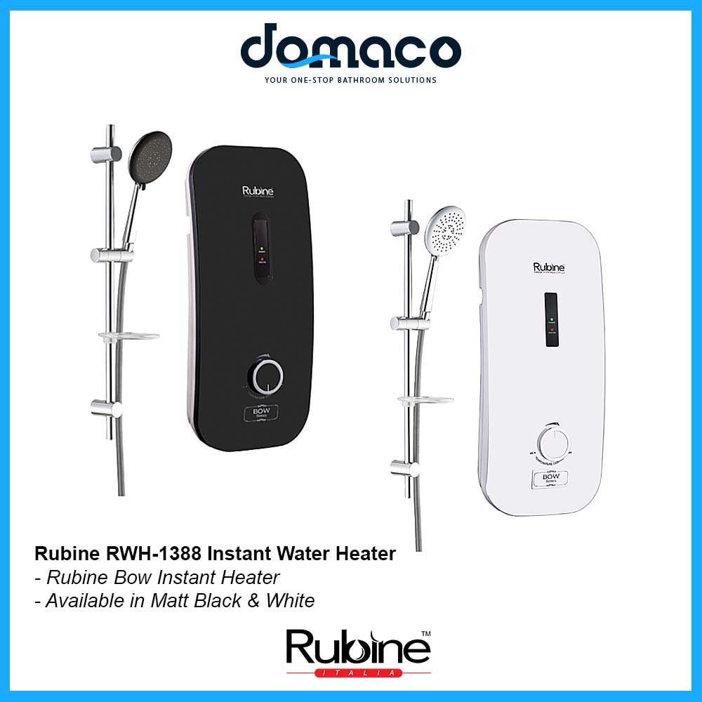 Rubine RWH-1388B (Black) / RWH-1388W (White) Instant Water Heater domaco.com.sg
