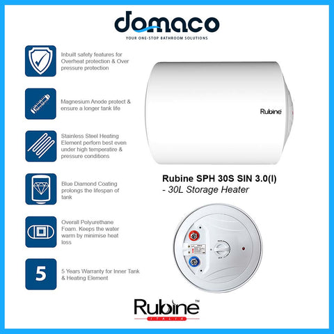 Rubine SPH 30S SIN 3.0(I) Storage Heater 30L domaco.com.sg