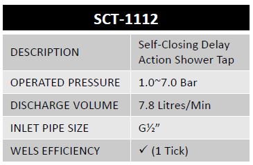SCT-1112 Self-Closing Delay Action Shower Tap (6780)<br>*Contact us for best price - Domaco
