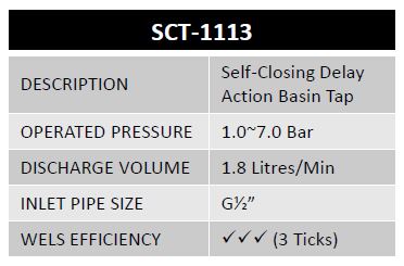 SCT-1113 Self-Closing Delay Action Basin Tap (5680)<br>*Contact us for best price - Domaco