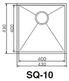 ENGLEFIELD-SQ-10-1.2mm Handmade S/Steel Undermount Kitchen Sink - Domaco