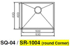 ENGLEFIELD SQ-04 (Sharp Corner) & SR-1004-1.2mm (Round Corner) Handmade S/Steel Undermount Kitchen Sink - Domaco