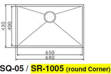 ENGLEFIELD SQ-05 (Sharp Corner) & SR-1005-1.2mm (Round Corner) Handmade S/Steel Undermount Kitchen Sink - Domaco