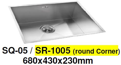 ENGLEFIELD SQ-05 (Sharp Corner) & SR-1005-1.2mm (Round Corner) Handmade S/Steel Undermount Kitchen Sink - Domaco