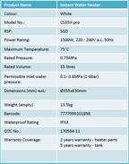 Champs CS35H Storage Heater domaco.com.sg