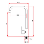 Rubine Alta K91344 SS Stainless Steel Kitchen Tap domaco.com.sg