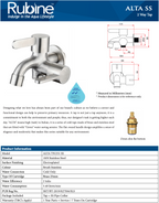 Rubine Alta T91331 SS Stainless Steel Two Way Tap [Satin/Gun Metal] domaco.com.sg