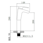 Arino T-9318LBK-3 Matt Black Tall Basin Mixer Tap domaco.com.sg