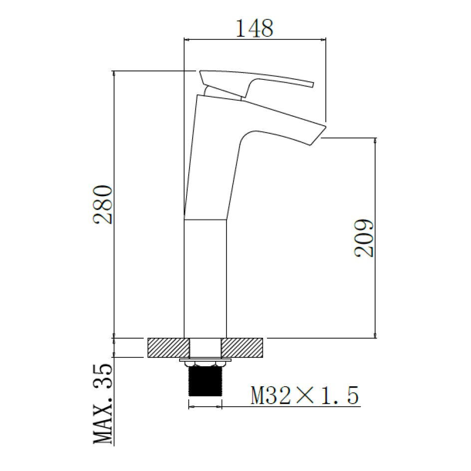 Arino T-9318LBK-3 Matt Black Tall Basin Mixer Tap domaco.com.sg