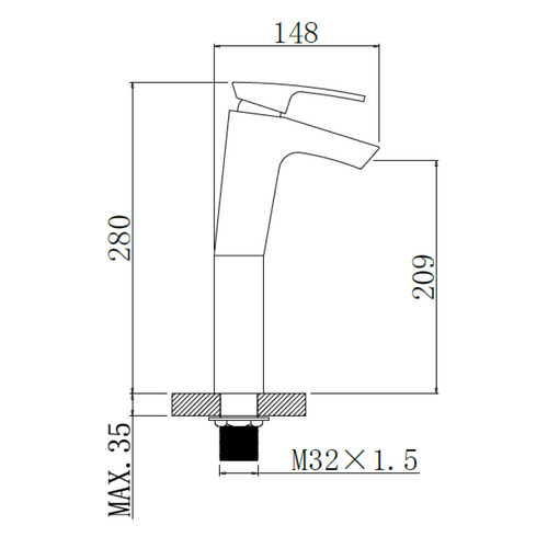 Arino T-9318LBK-3 Matt Black Tall Basin Mixer Tap domaco.com.sg