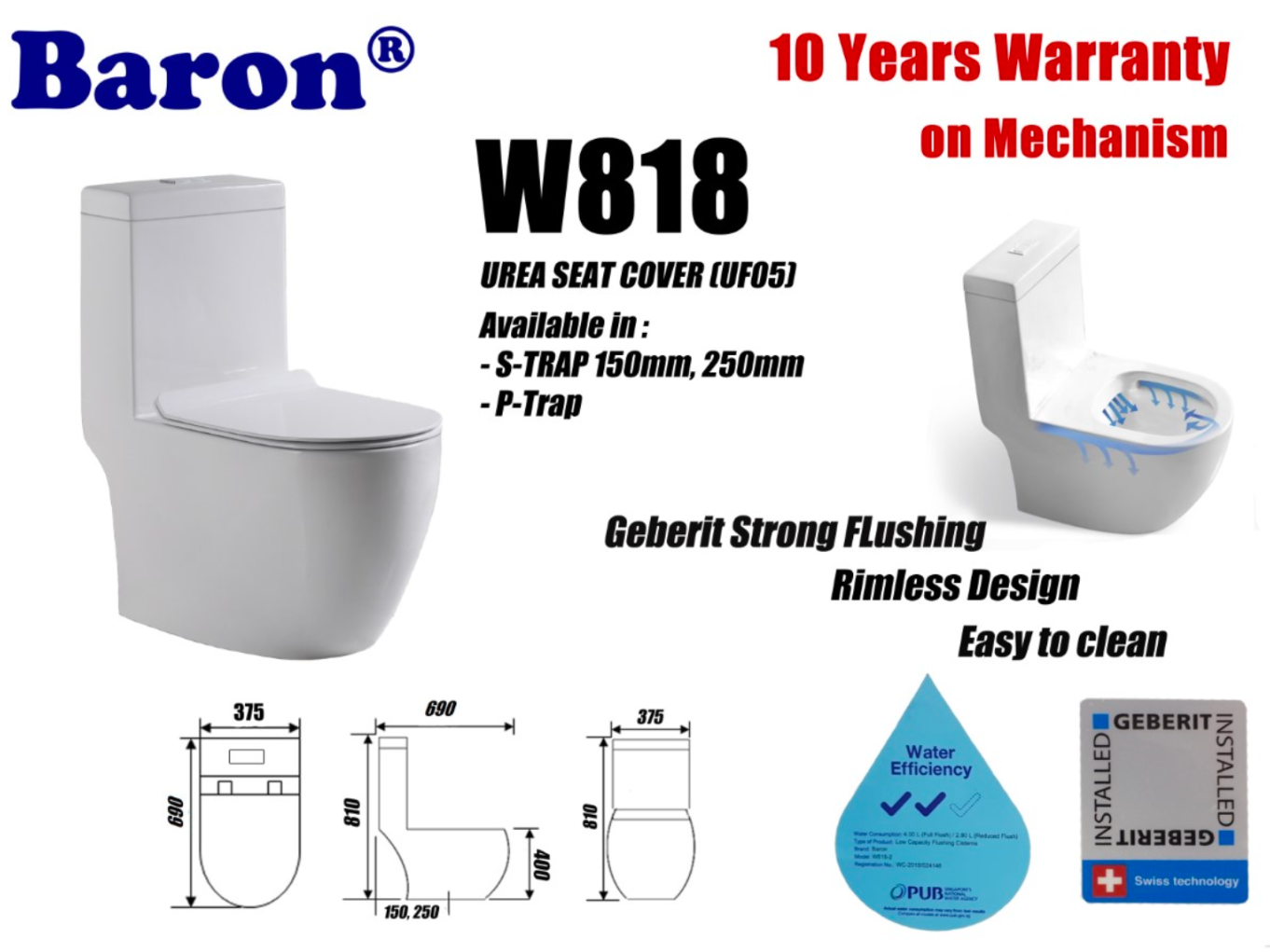 Supreme Package Toilet Bowl and Basin - Domaco