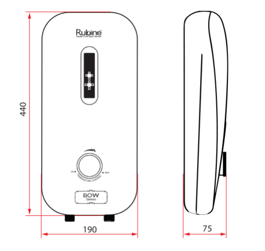 Rubine RWH-1388B (Black) / RWH-1388W (White) Instant Water Heater domaco.com.sg