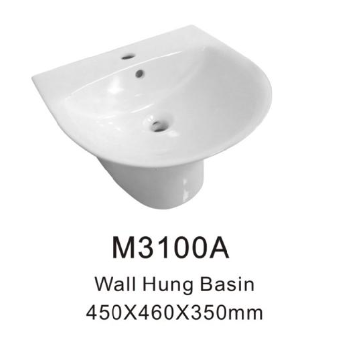 TIARA M3100A BASIN WITH CONCEAL WASTE TRAP domaco.com.sg