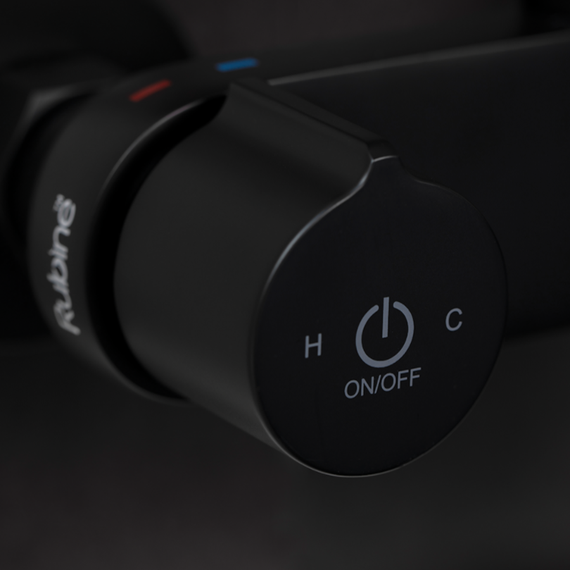 Rubine RSC-PUSHSTOP-S81-BK Rain Shower Set with Hand Shower and Shower Mixer in Matt Black domaco.com.sg