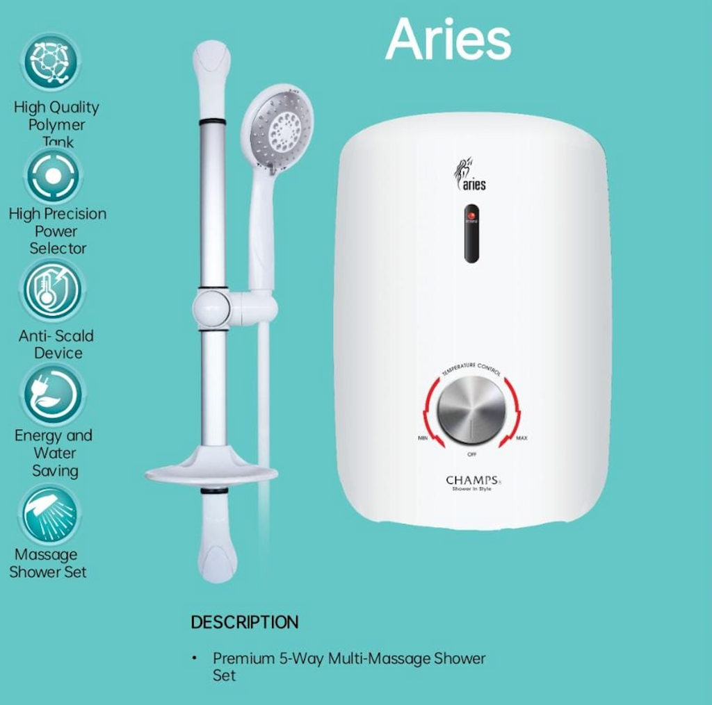 Champs Aries Instant Water Heater domaco.com.sg